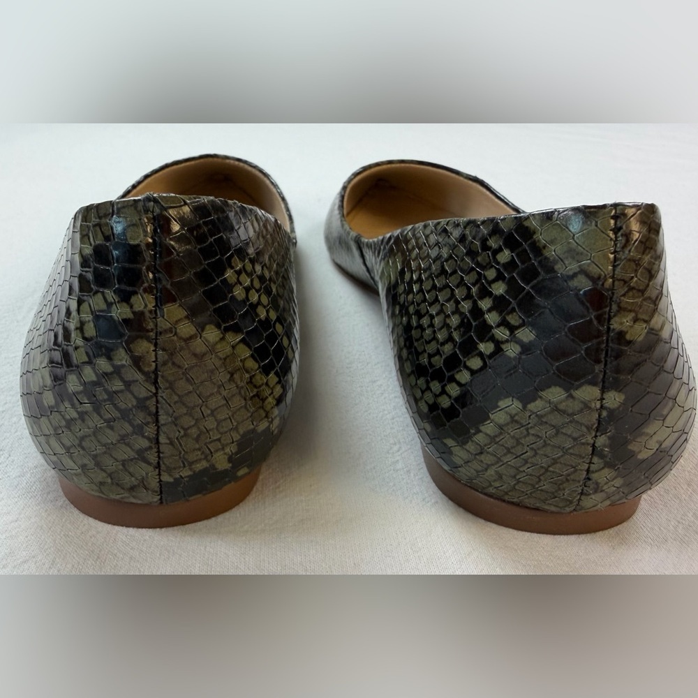 Botkier Annika Olive Snake-Print Pointed Flats 6.5 - Picture 3 of 6